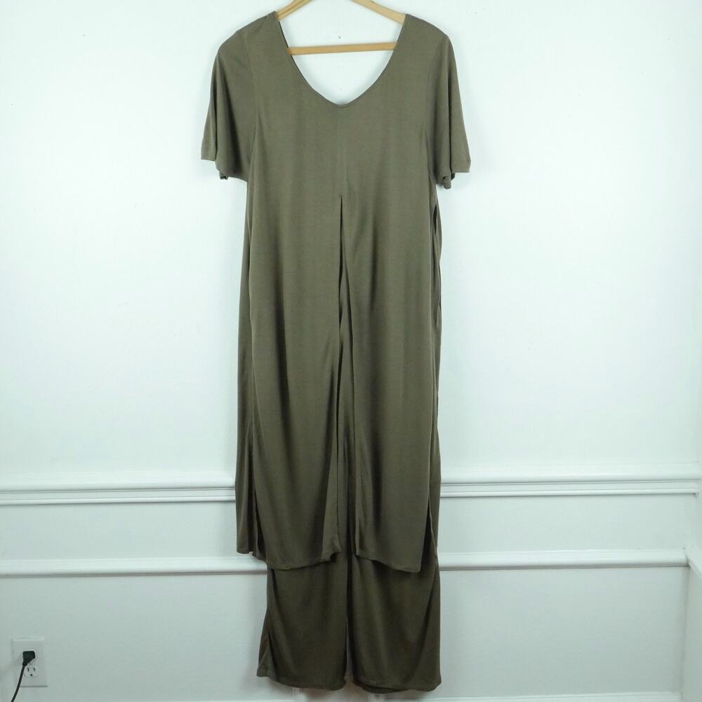 Chantik Medium Dress Rayon Jersey Brown Midi Lagenlook Forest Fairy Art to Wear